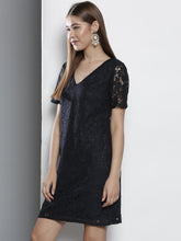 Load image into Gallery viewer, Queen ellie Women Navy Blue Lace Sheath Dress
