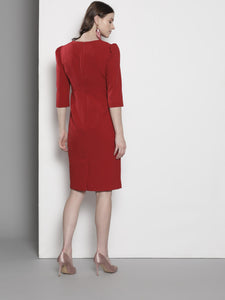 Queen ellie Women Red Solid Sheath Dress