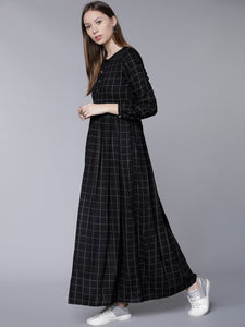 Queen ellie Women Black Checked Maxi Dress