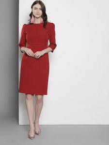 Queen ellie Women Red Solid Sheath Dress