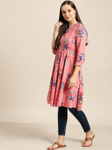 Queen ellie Pink & Blue Printed Tunic