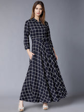 Load image into Gallery viewer, Queen ellie Women Navy Blue Printed Maxi Dress
