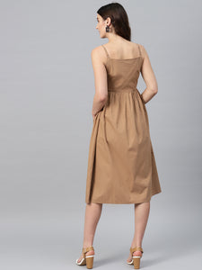 Queen ellie Women Brown Solid Empire Dress