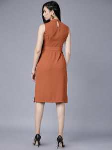 Queen ellie Women Brown Solid Sheath Dress