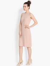 Load image into Gallery viewer, Queen ellie Women Peach-Coloured Striped Sheath Dress
