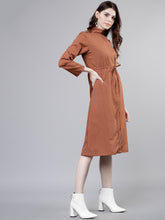 Load image into Gallery viewer, Queen ellie Women Brown Solid Shirt Dress
