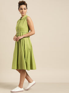 Queen ellie Women Green Solid Shirt Dress