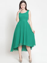 Load image into Gallery viewer, Queen ellie Women Green Solid Fit and Flare Dress
