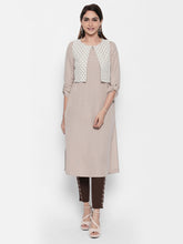 Load image into Gallery viewer, Queen ellie Women Beige &amp; Grey A-Line Kurti
