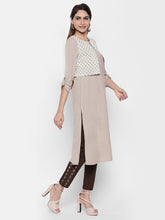 Load image into Gallery viewer, Queen ellie Women Beige &amp; Grey A-Line Kurti
