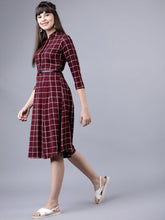 Load image into Gallery viewer, Queen ellie Women Maroon &amp; White Shirt Dress
