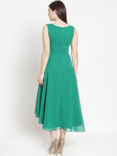 Load image into Gallery viewer, Queen ellie Women Green Solid Fit and Flare Dress
