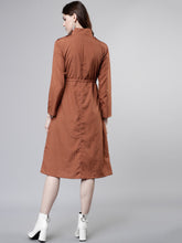 Load image into Gallery viewer, Queen ellie Women Brown Solid Shirt Dress
