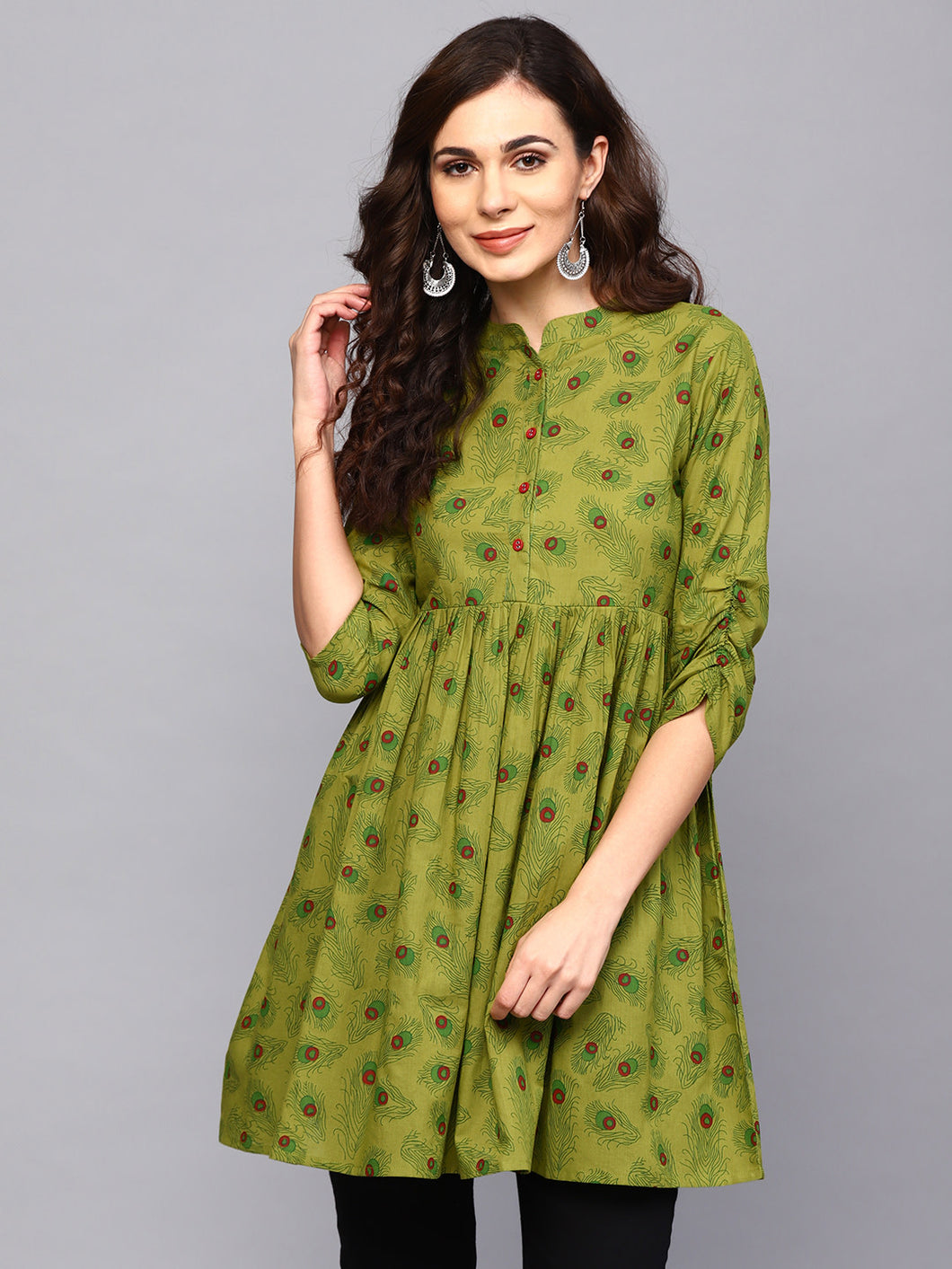 Queen ellie Women Green Printed Tunic