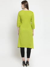 Load image into Gallery viewer, Queen ellie Women Green Solid Straight Kurti
