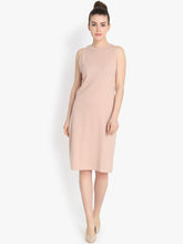 Load image into Gallery viewer, Queen ellie Women Peach-Coloured Striped Sheath Dress
