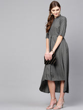 Load image into Gallery viewer, Queen ellie Women Grey Self Design Midi A-Line Dress
