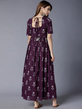 Load image into Gallery viewer, Queen ellie Women Purple Printed Maxi Dress
