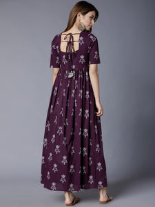 Queen ellie Women Purple Printed Maxi Dress