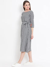 Load image into Gallery viewer, Queen ellie Women Black Checked Fit and Flare Dress
