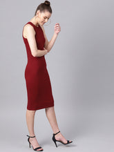 Load image into Gallery viewer, Queen ellie Women Maroon Solid Bodycon Dress
