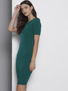 Queen ellie Women Teal Green Solid Sheath Dress