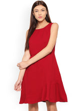 Load image into Gallery viewer, Queen ellie Red Solid Fit and Flare Dress
