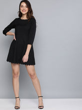 Load image into Gallery viewer, Queen ellie Women Black Solid A-Line Dress
