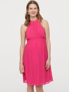 Queen ellie Women Pink Solid MAMA Chiffon Dress