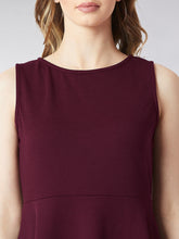 Load image into Gallery viewer, Queen ellie Women Maroon Solid Fit and Flare Dress
