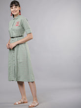 Load image into Gallery viewer, Queen ellie Women Green Checked Shirt Dress
