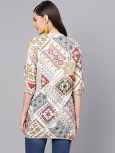 Load image into Gallery viewer, Queen ellie Women Off White &amp; Mustard Yellow Printed Straight Kurti
