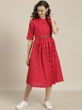 Load image into Gallery viewer, Queen ellie Women Red &amp; White Printed A-Line Dress
