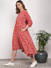 Load image into Gallery viewer, Queen ellie Women Pink &amp; Red Printed A-Line Dress
