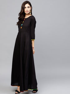 Queen ellie Women Black Solid Maxi Dress