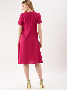 Queen ellie Women Pink Solid A-Line Dress