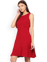 Load image into Gallery viewer, Queen ellie Red Solid Fit and Flare Dress
